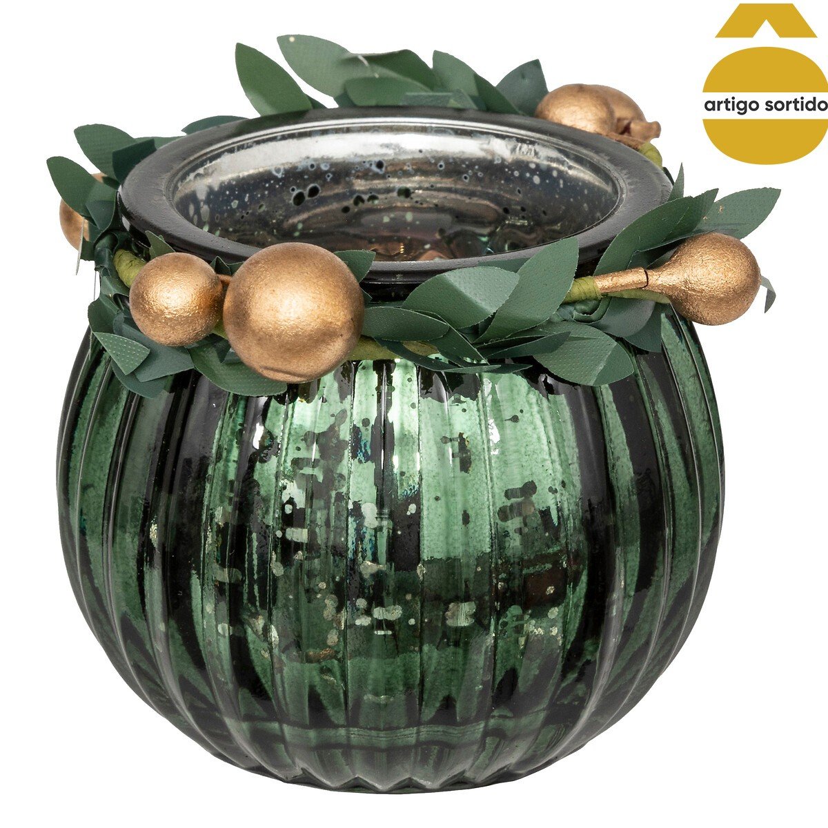 Castiçal para tealight em vidro raiado 6cm