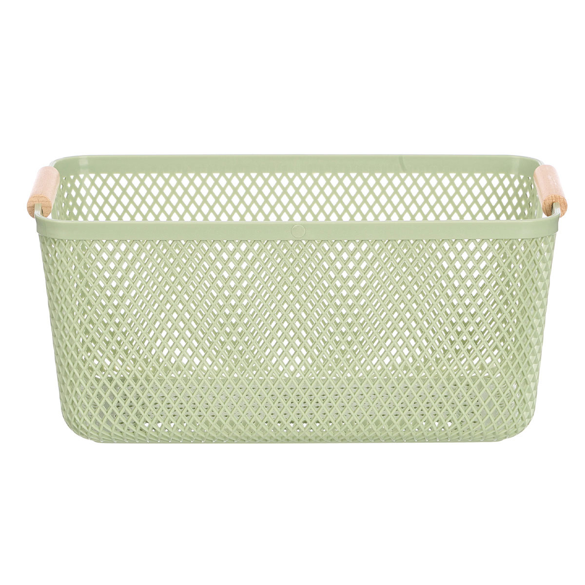 Cesto verde com pega em bambu 27,5x18cm