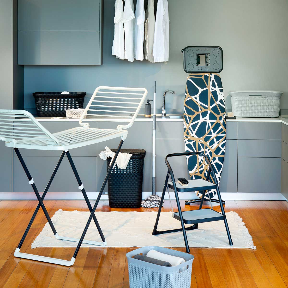 Cesto multiusos rattan cinza antracite 45l