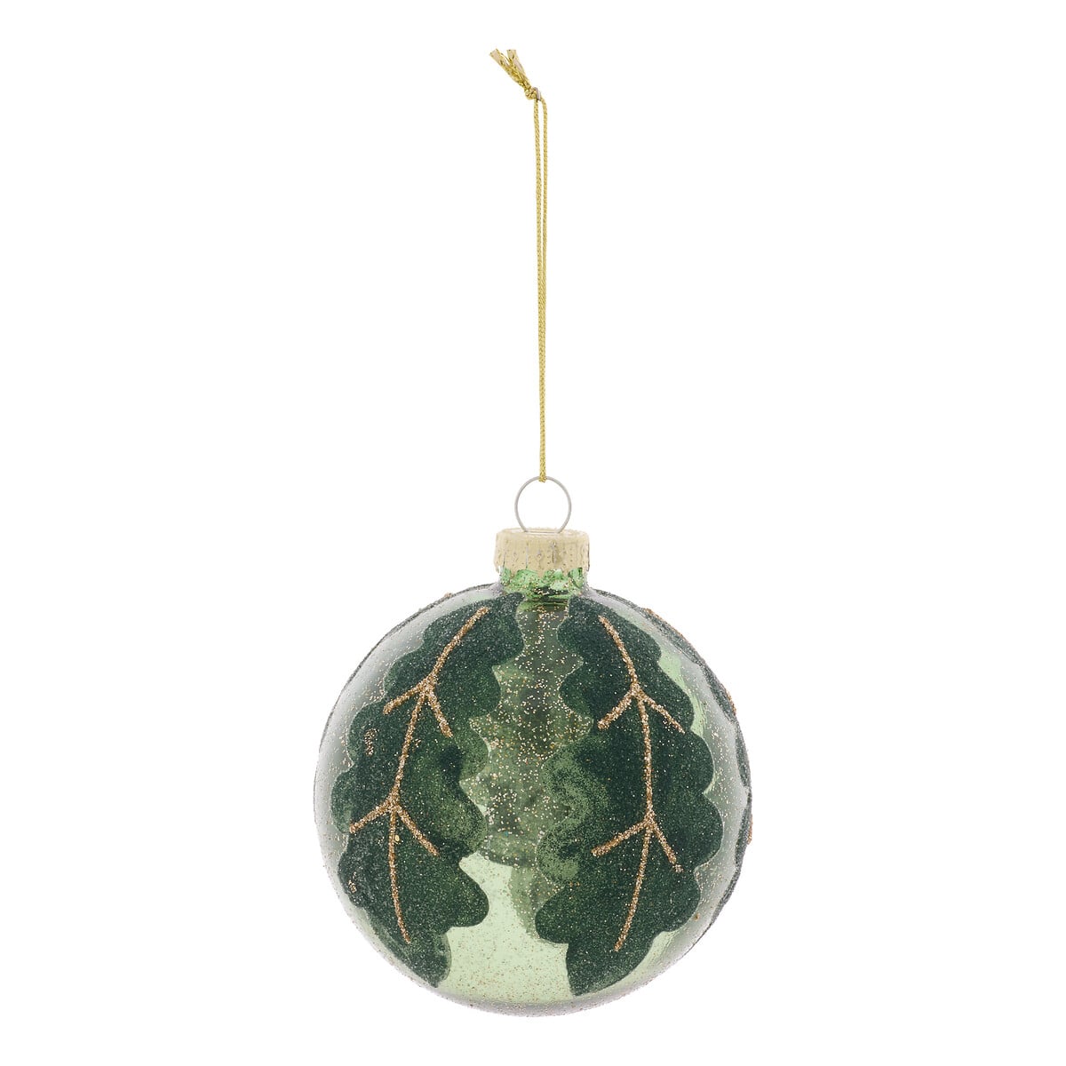 Bola de natal folhas verde 8cm