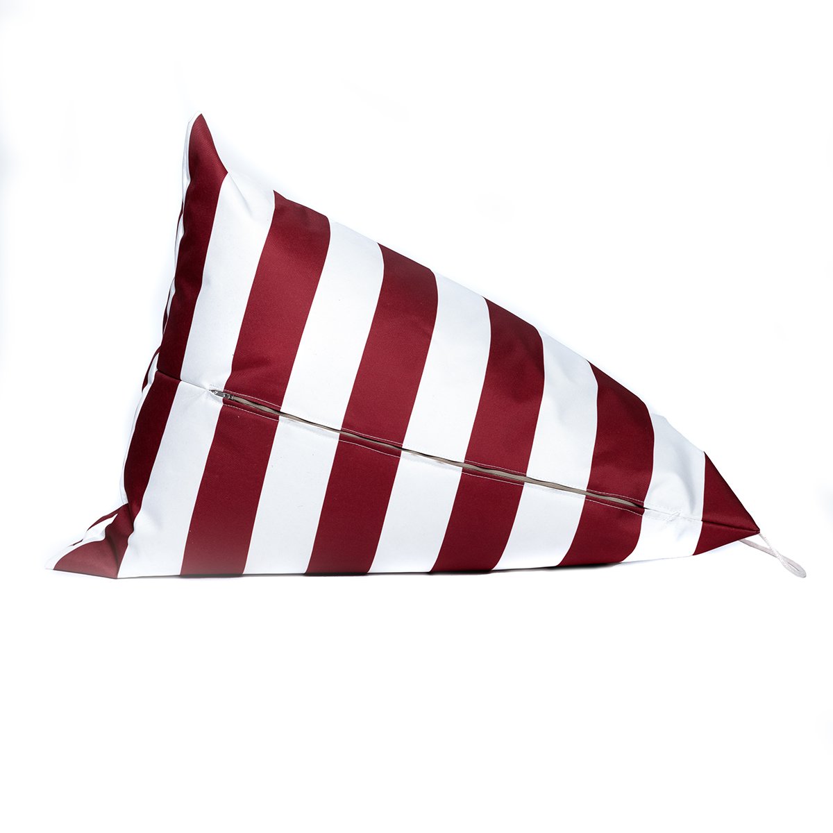 Pufe praia imperme&aacute;vel riscas branco e bordeaux