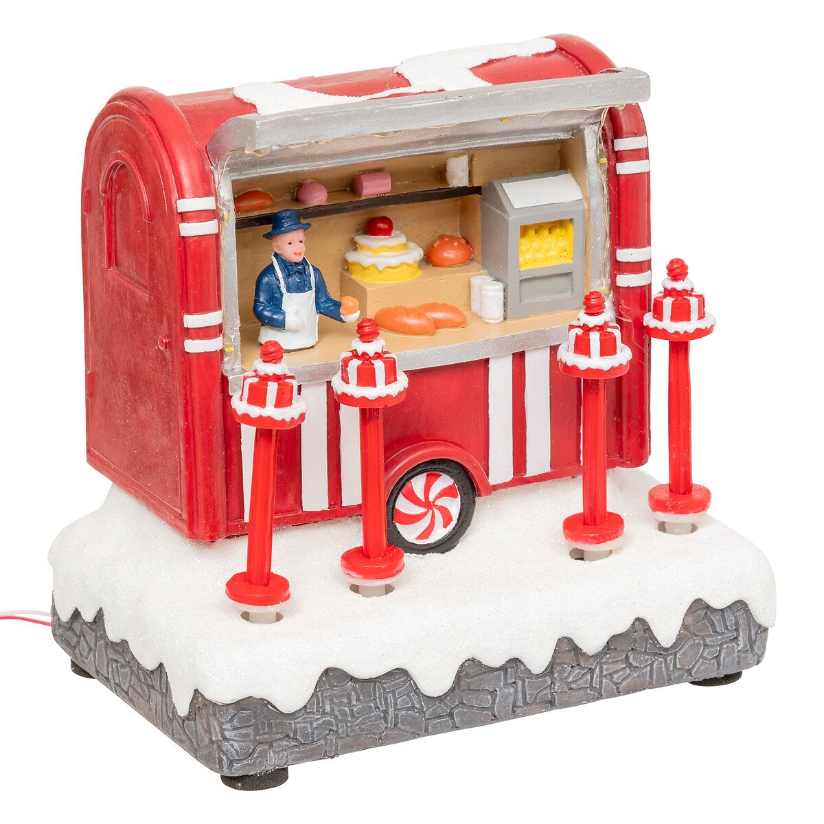 Aldeia pastelaria com luz -  música - movimento 14,5x15cm