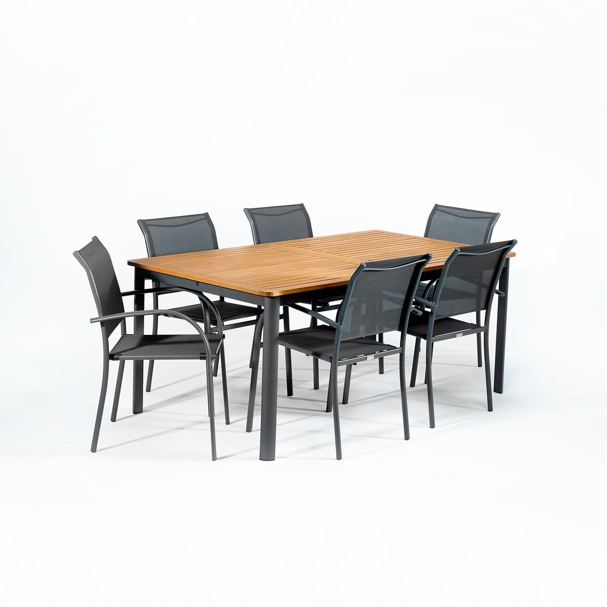 Conjunto de mesa FIELDFARE extens&iacute;vel e 6 cadeiras PIAZZA