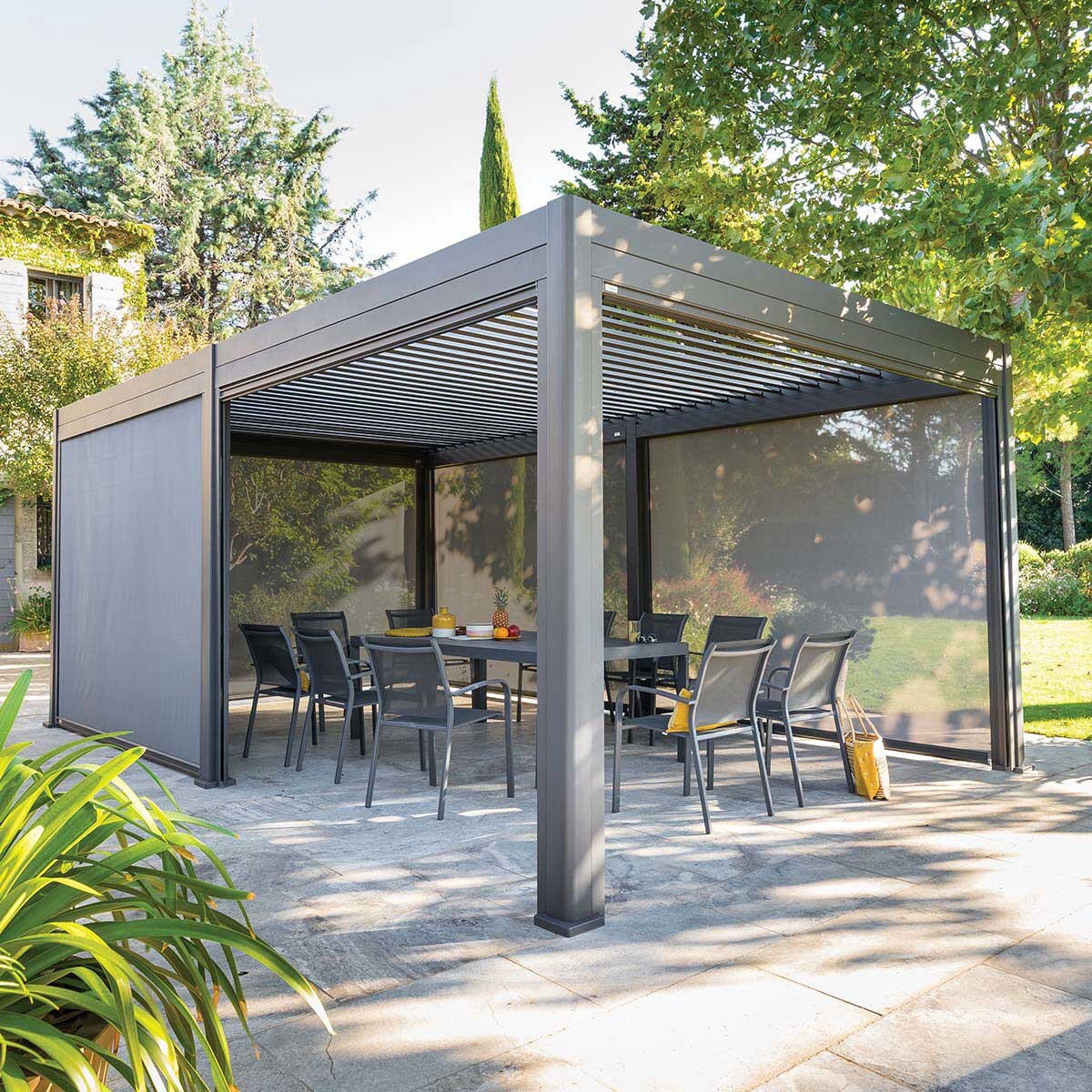 Estore para pérgola ÉVORA cinza graphite 3,6x6m,  Estore para pérgola ÉVORA cinza graphite 3,6x6m
