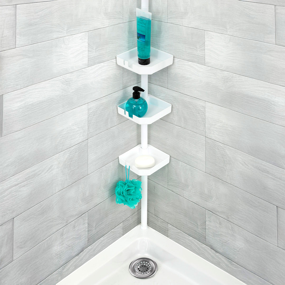 Coluna de duche branco com 3 prateleiras