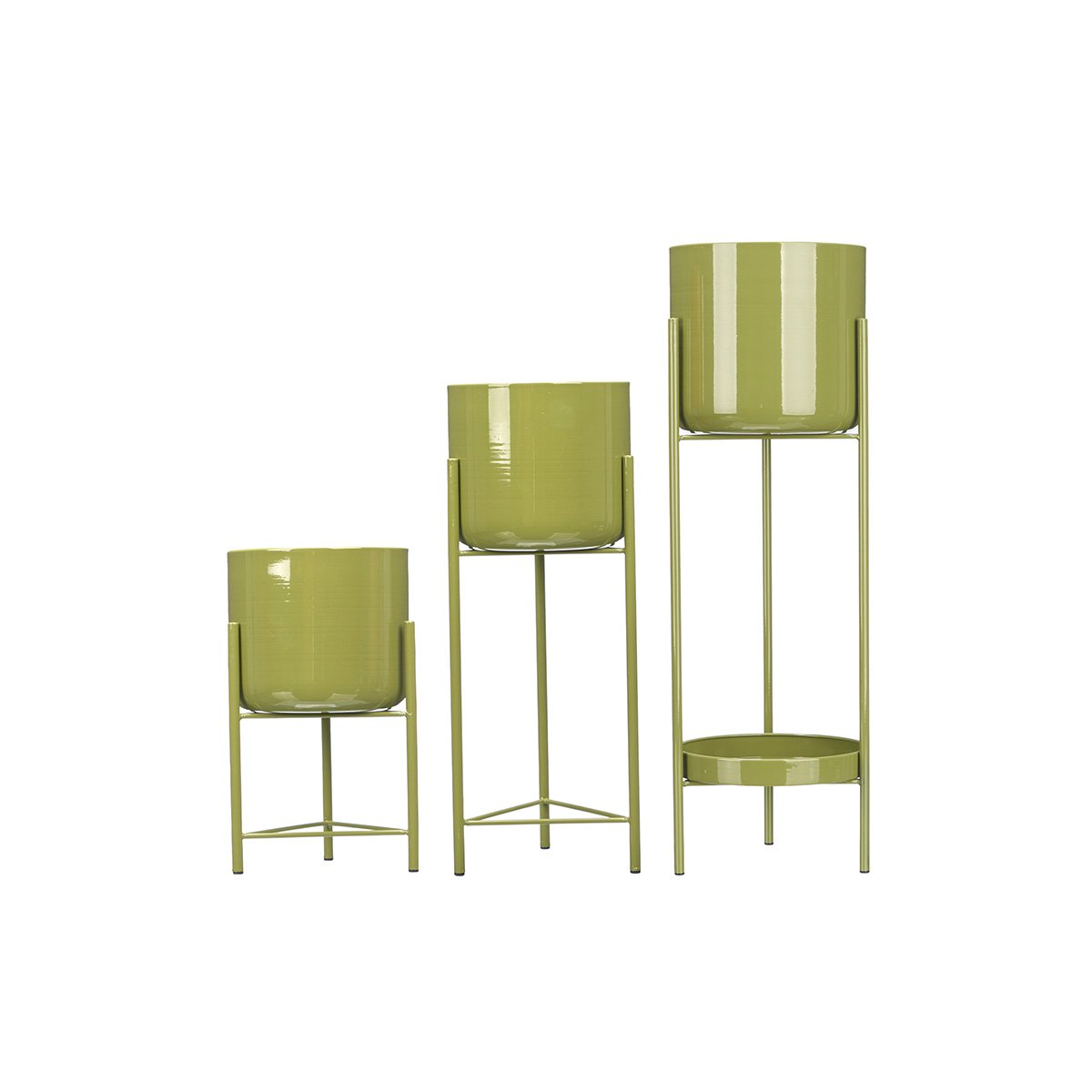 Vaseira verde em metal 19x45cm