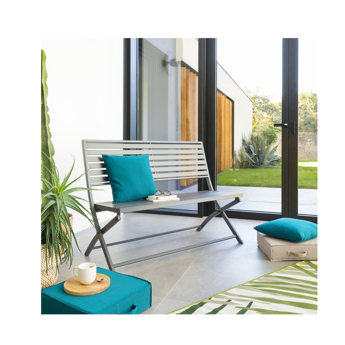 Almofada de exterior KORAI azul canard