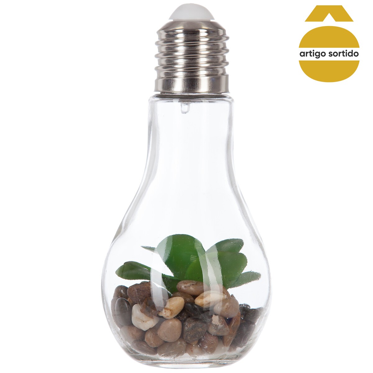 Vaso l&acirc;mpada led suspenso com cacto