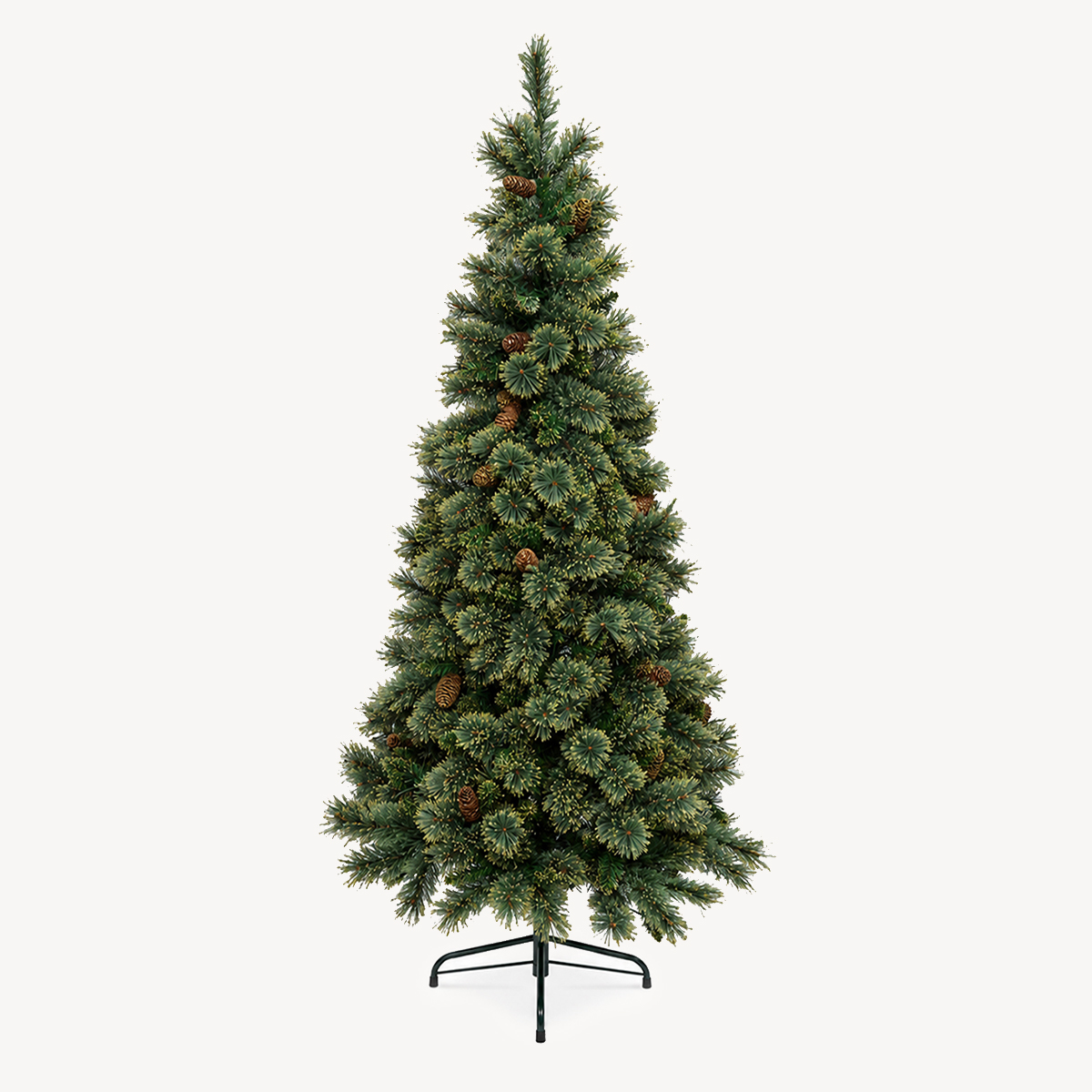 &Aacute;rvore de natal GLINTWOOD verde com pinhas 210cm