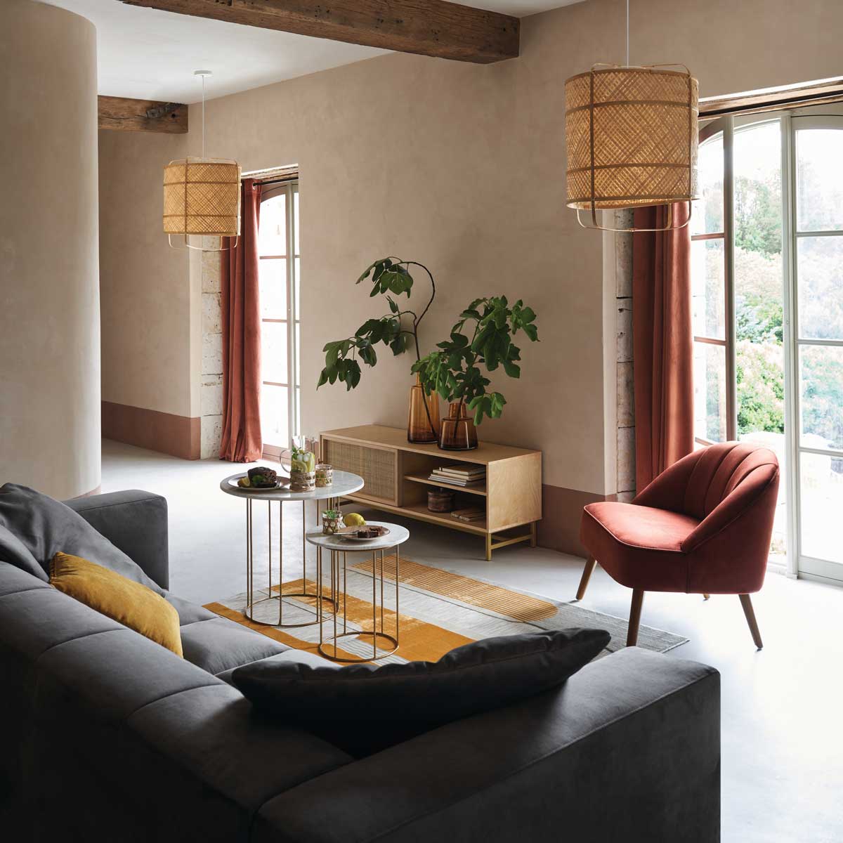 Poltrona NAOVA  terracota em veludo