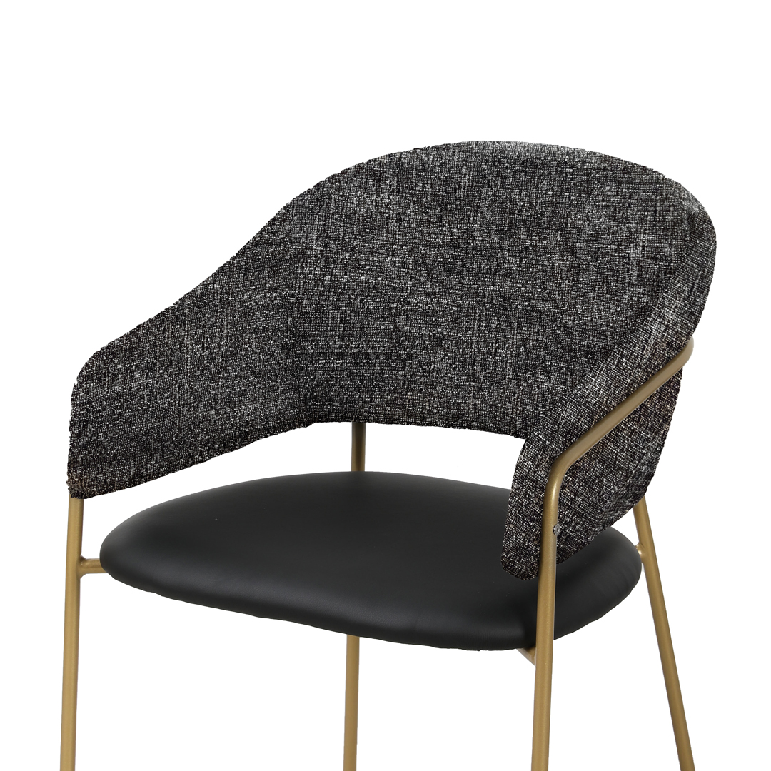 Cadeira Avenir Em Tecido Ocre E Metal Dourado