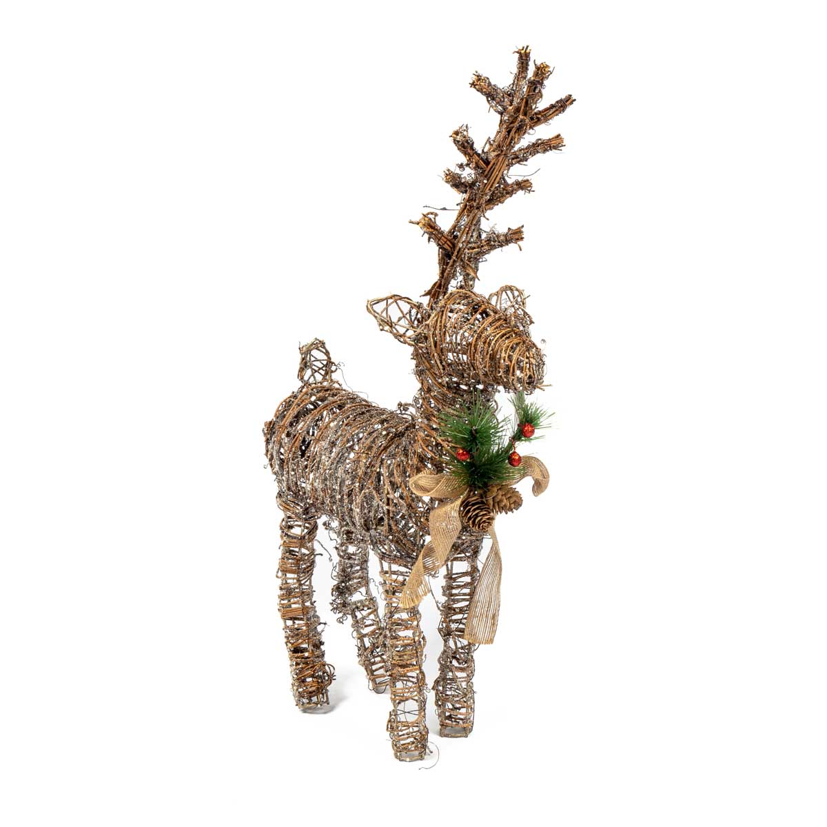 Rena Decorativa Com Ramos, Pinhas E La&ccedil;o