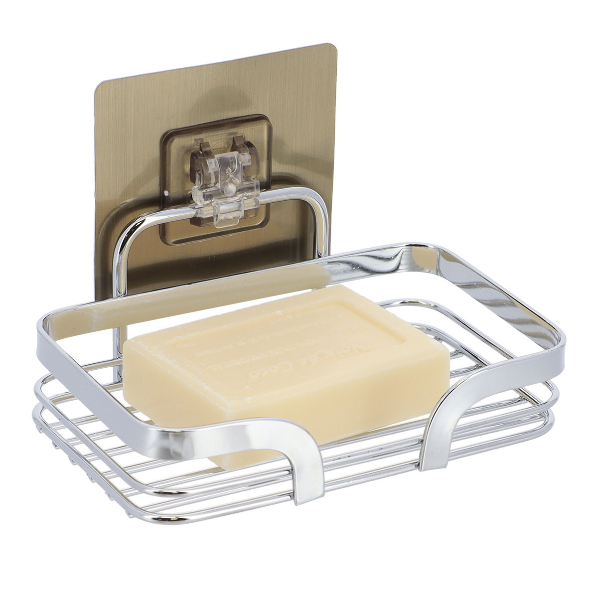 Saboneteira em a&ccedil;o inox com adesivo cromado