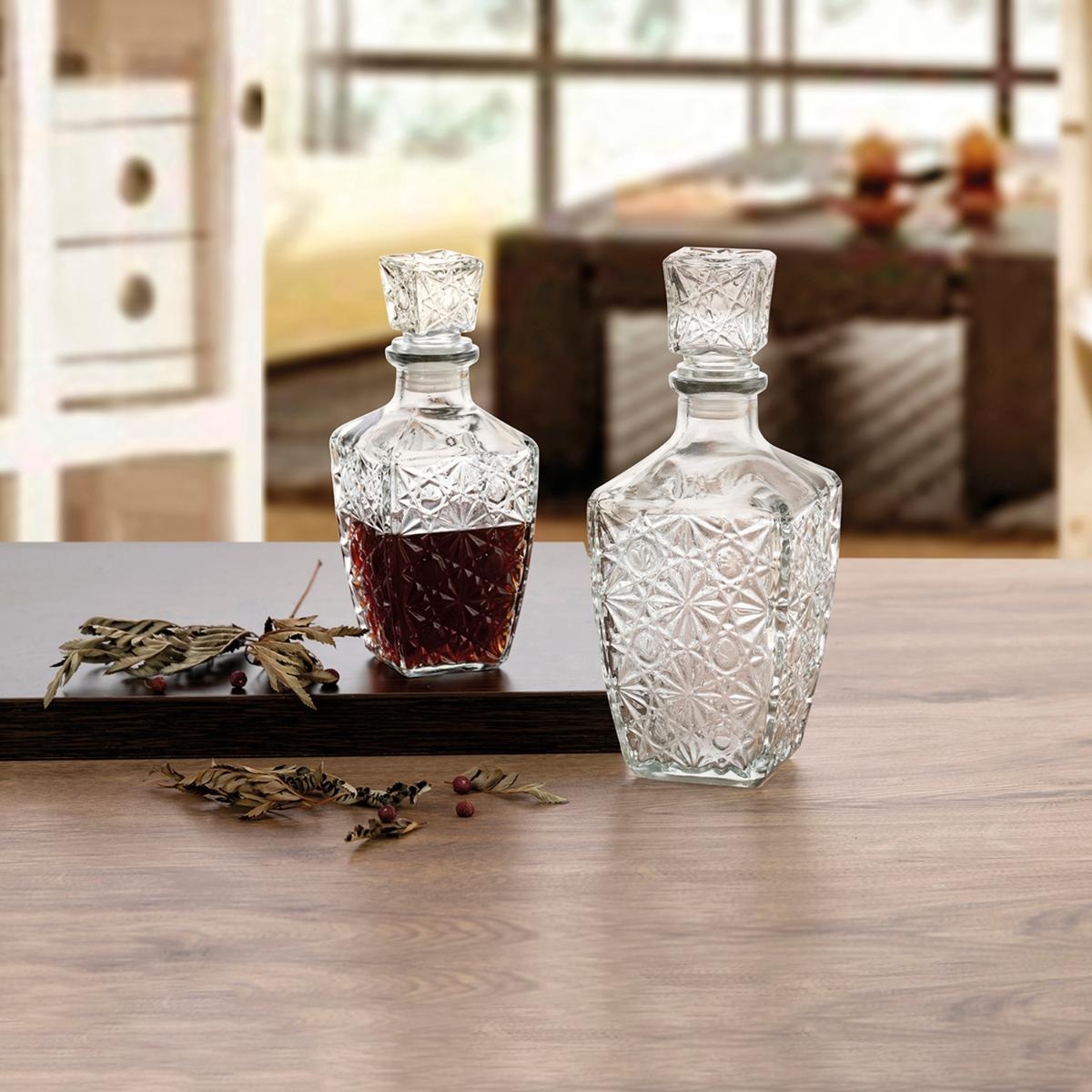 Garrafa de licor retangular em vidro 1l