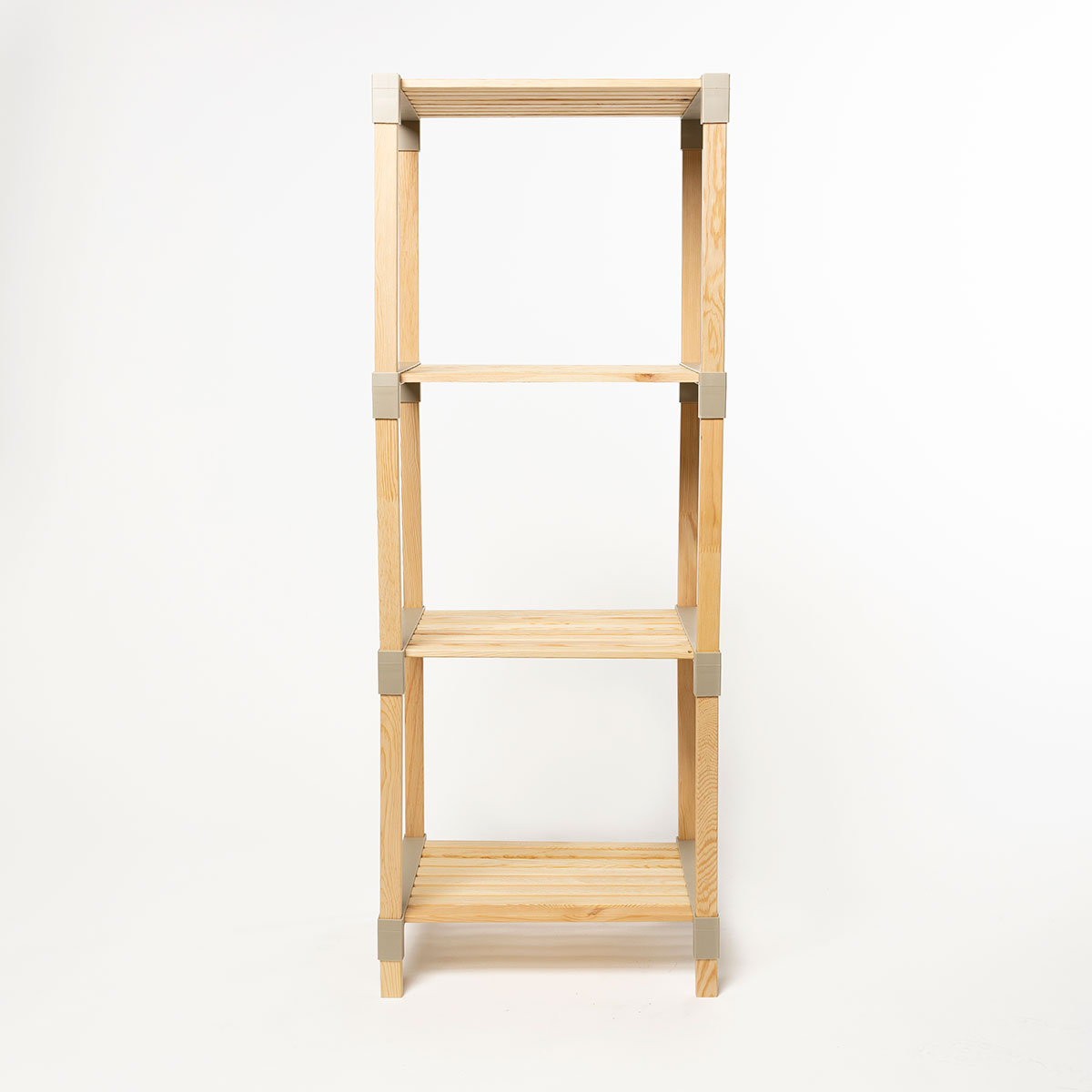 Estante multifuncional bege em madeira