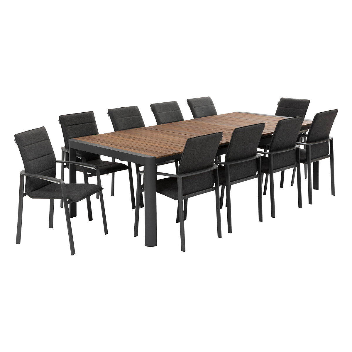 Mesa extens&iacute;vel PARADISE em madeira ac&aacute;cia e alum&iacute;nio