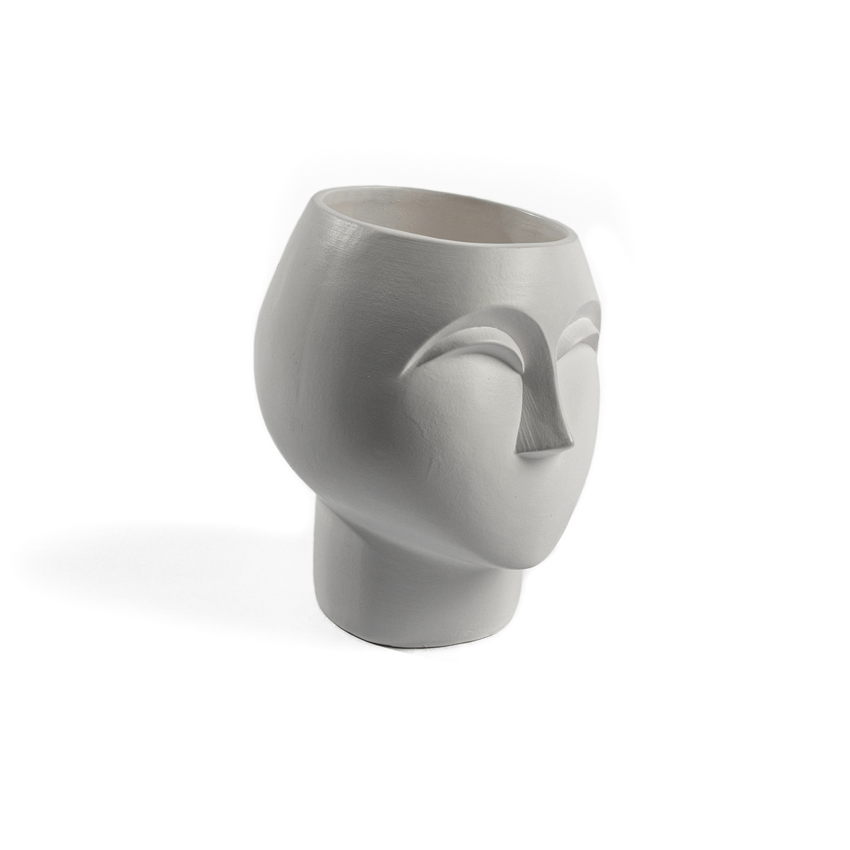 Jarra de cer&acirc;mica branca figura cara de mulher