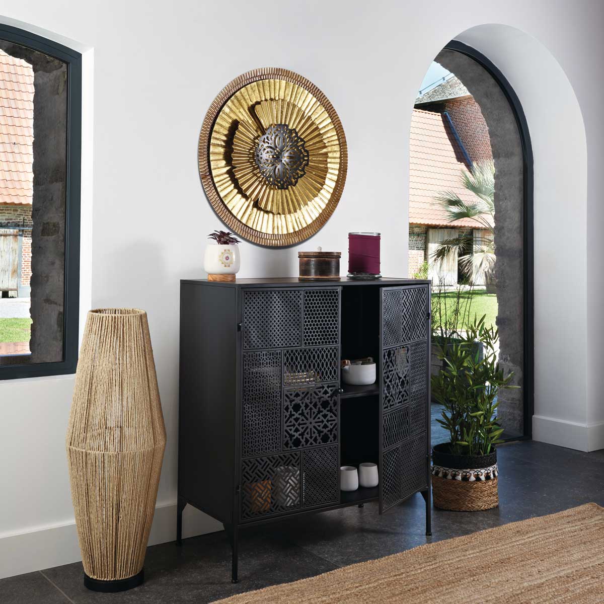 Candeeiro de p&eacute; AISSA bege 83cm