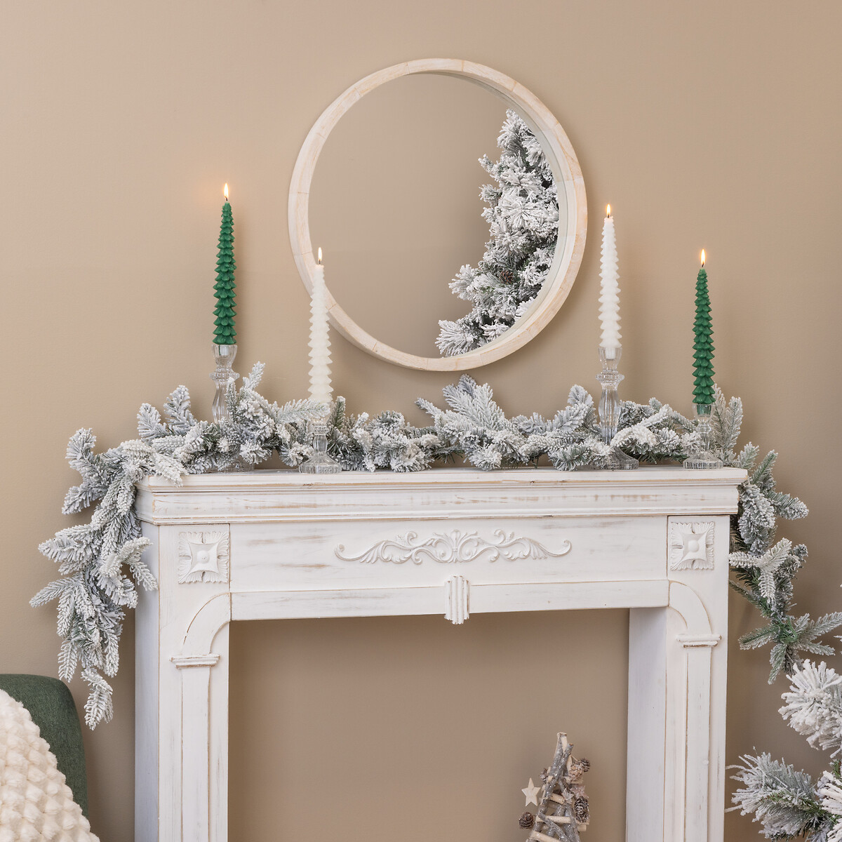 Conjunto de 2 velas &aacute;rvore de natal branca 25cm