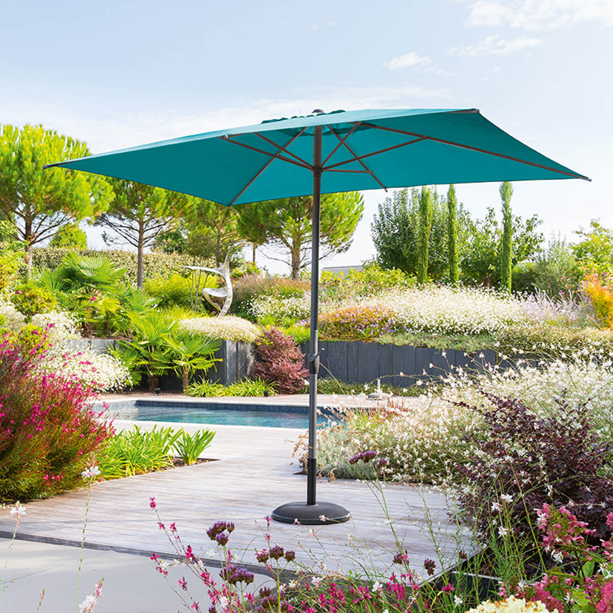 Guarda-sol LOOMPA azul canard 2x3m