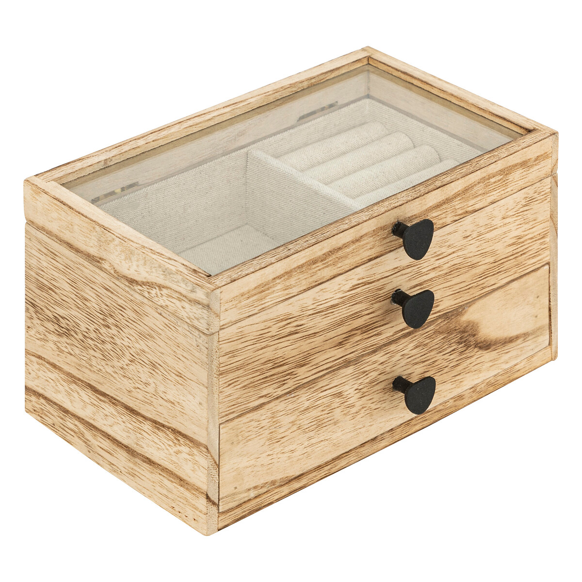 Caixa de bijuteria INU bege em madeira