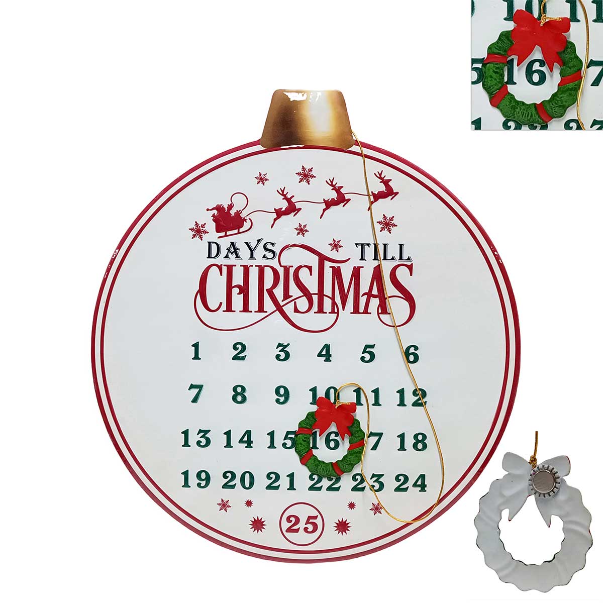 Calend&aacute;rio de advento em metal 38x34cm