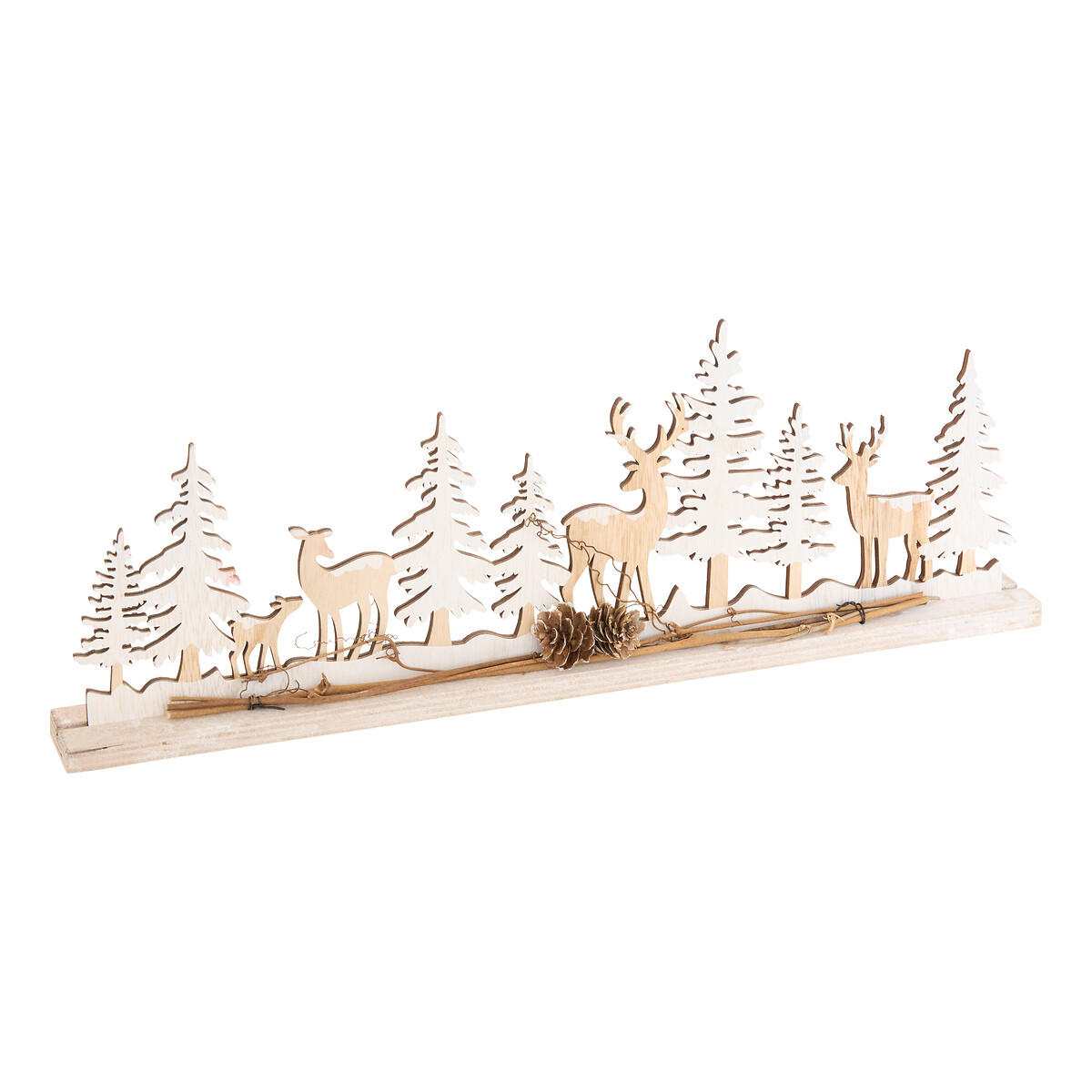 Decora&ccedil;&atilde;o natalicia com &aacute;rvores de natal e renas 45x16cm