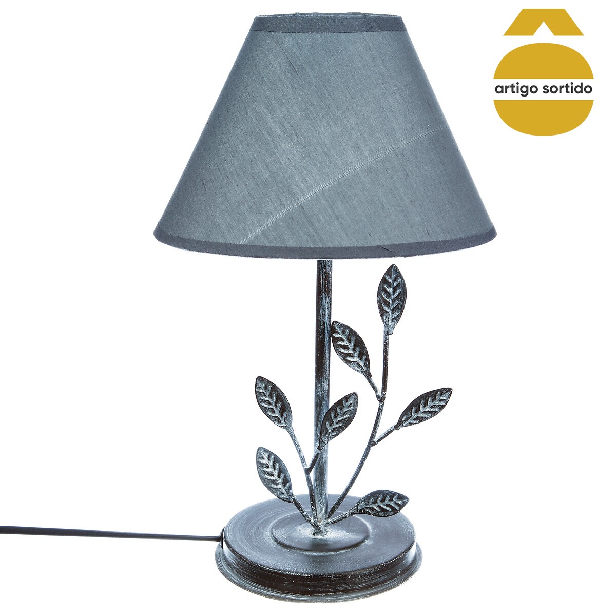 Candeeiro de mesa com decora&ccedil;&atilde;o folhas