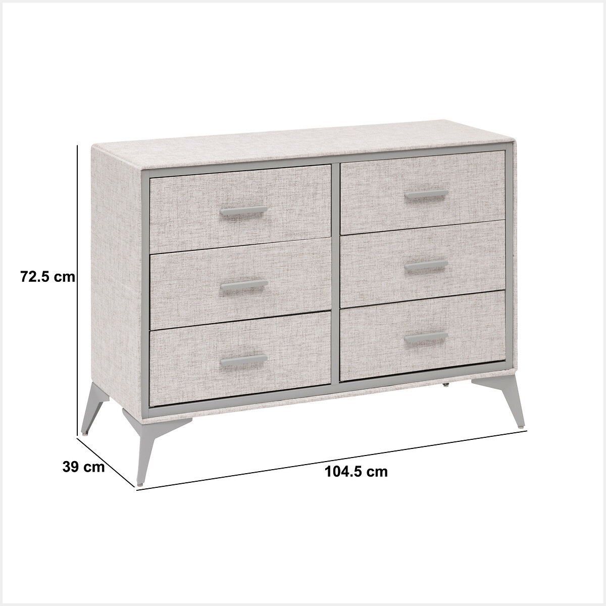 C&oacute;moda GRANITE cinza com 6 gavetas