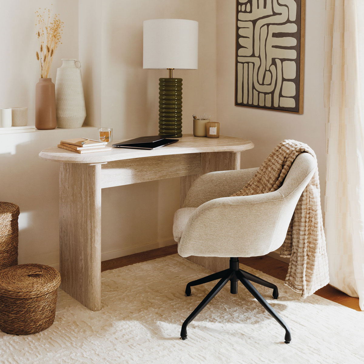 Poltrona regul&aacute;vel SIPCA bege em tecido