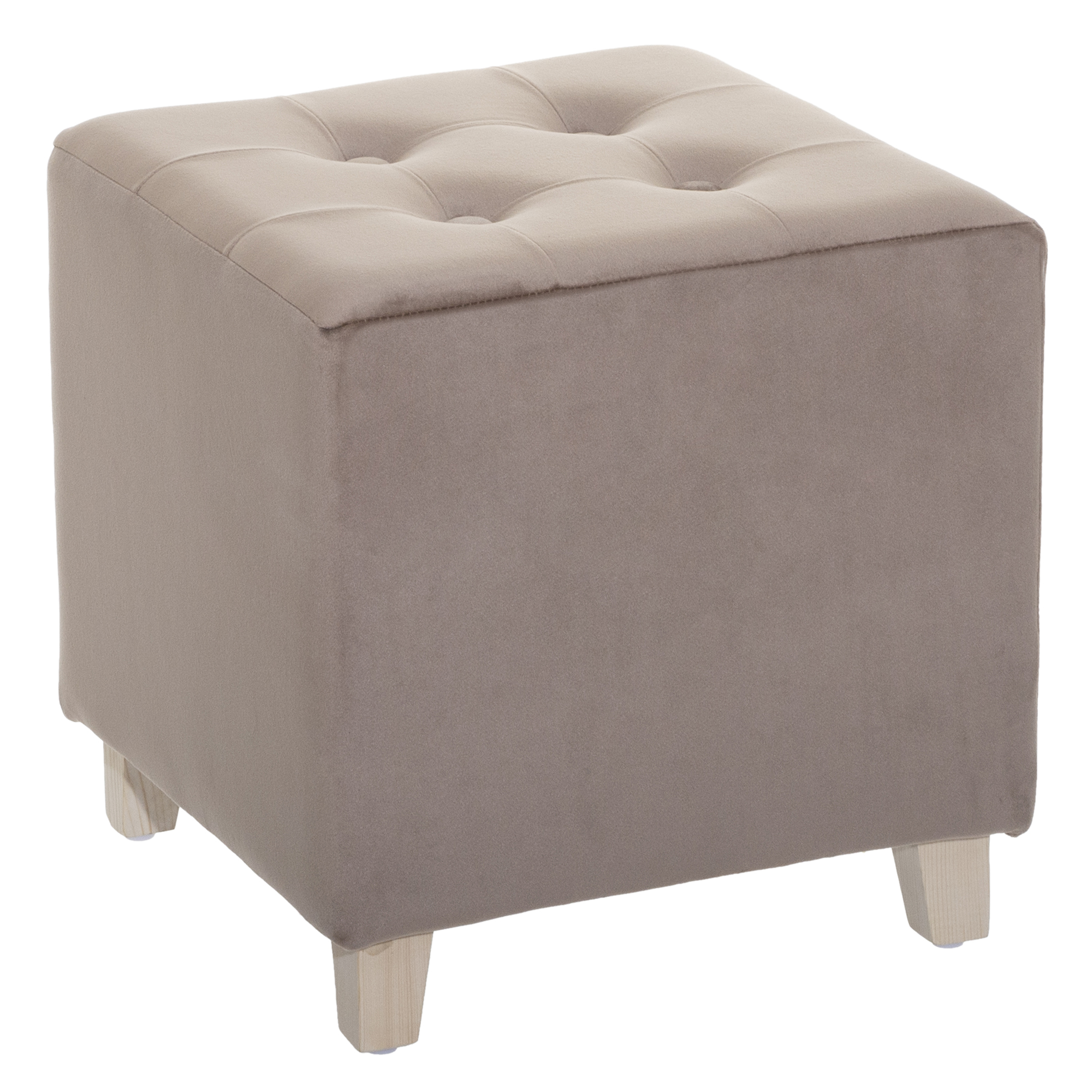 Pufe Taupe Efeito Capiton&eacute; Leandre