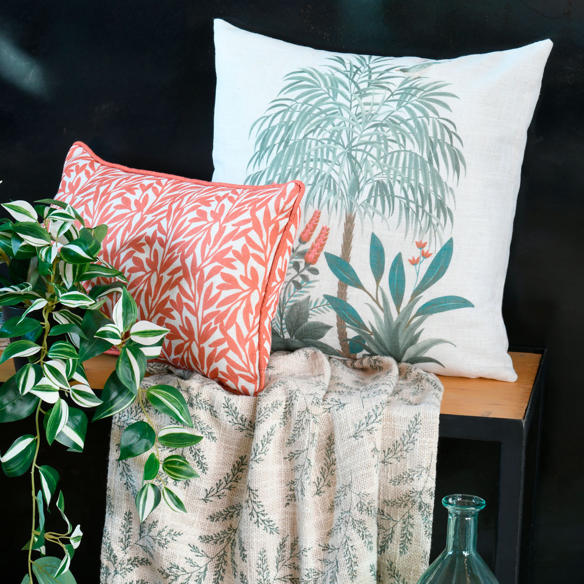 Manta ANTILLIA verde em algod&atilde;o 125x150cm