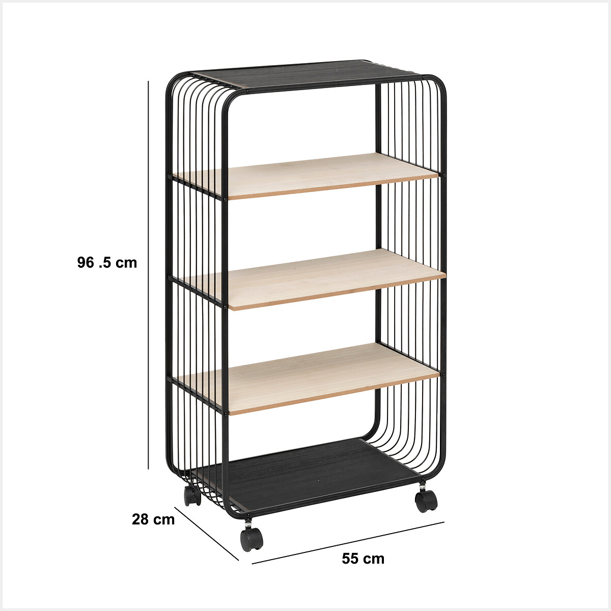 Estante preta com 4 níveis