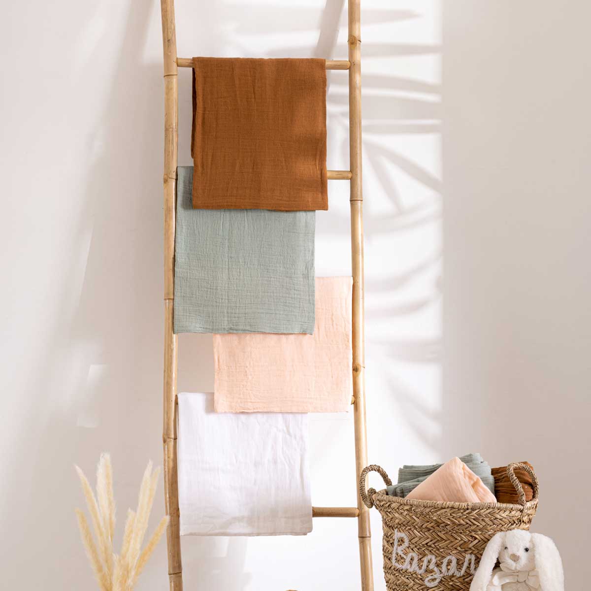 Capa de edredão e capa de almofada gaze terracota 140x200cm