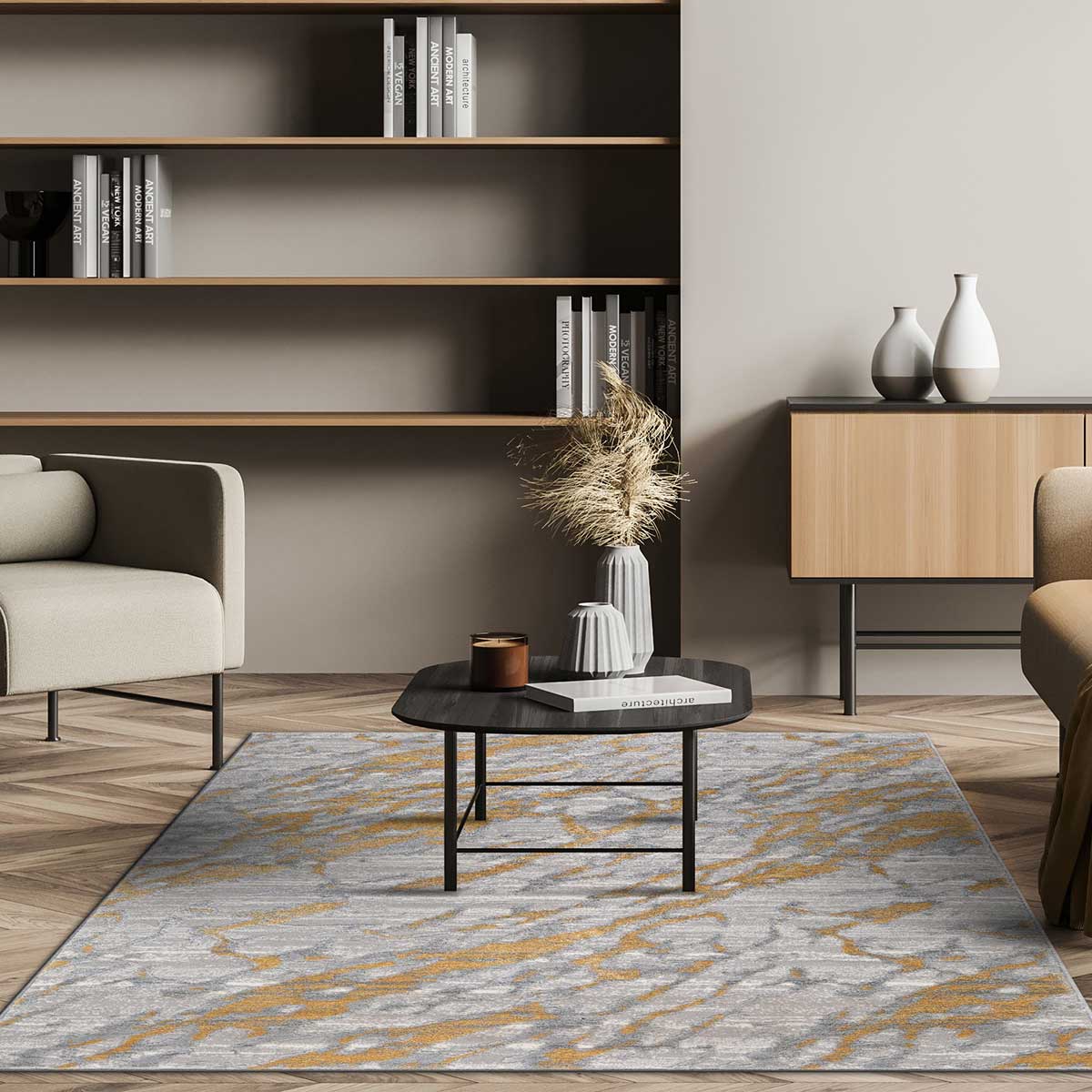 Tapete VIQI waves amarelo 120x160cm