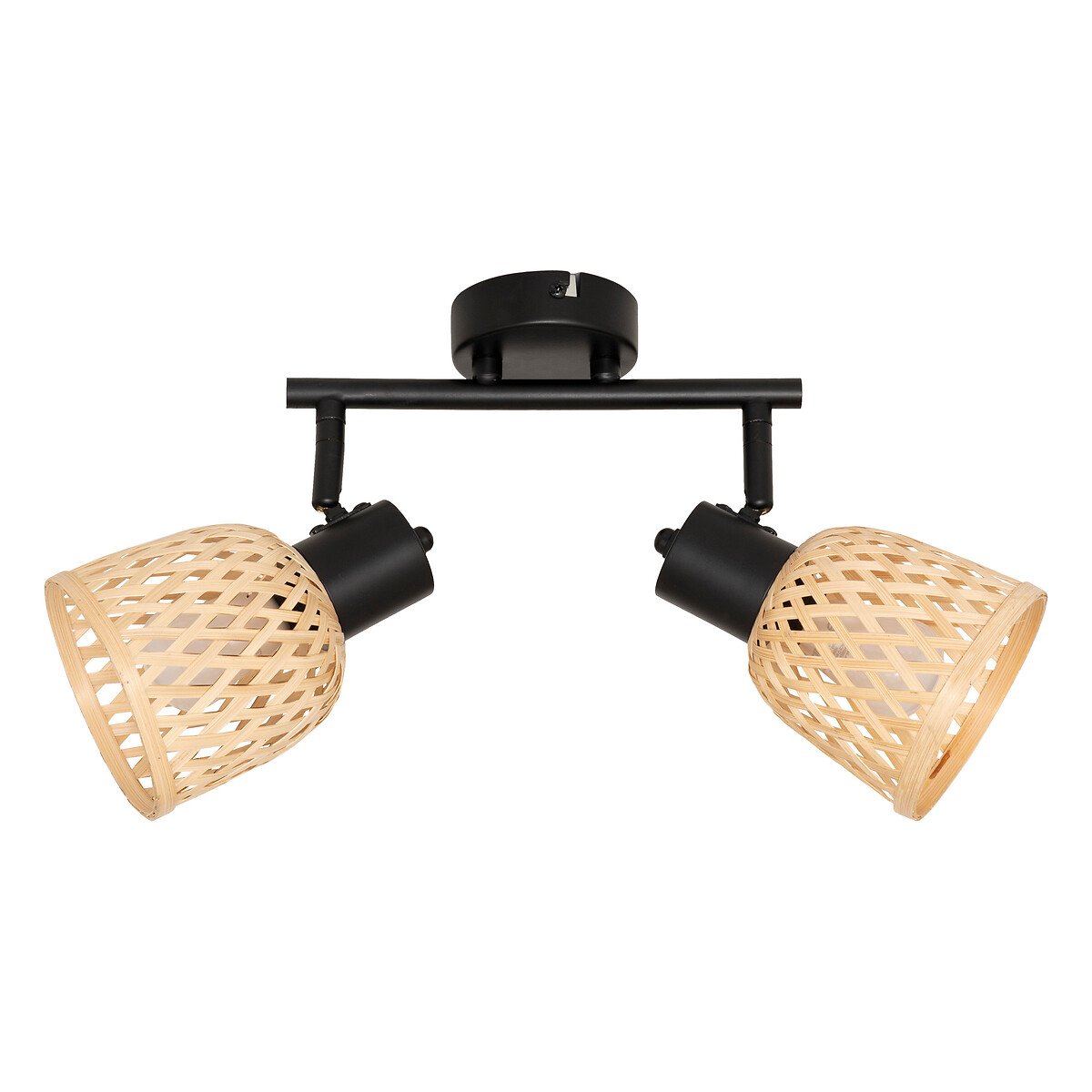 Candeeiro de parede LIO bege efeito r&aacute;fia com 2 focos