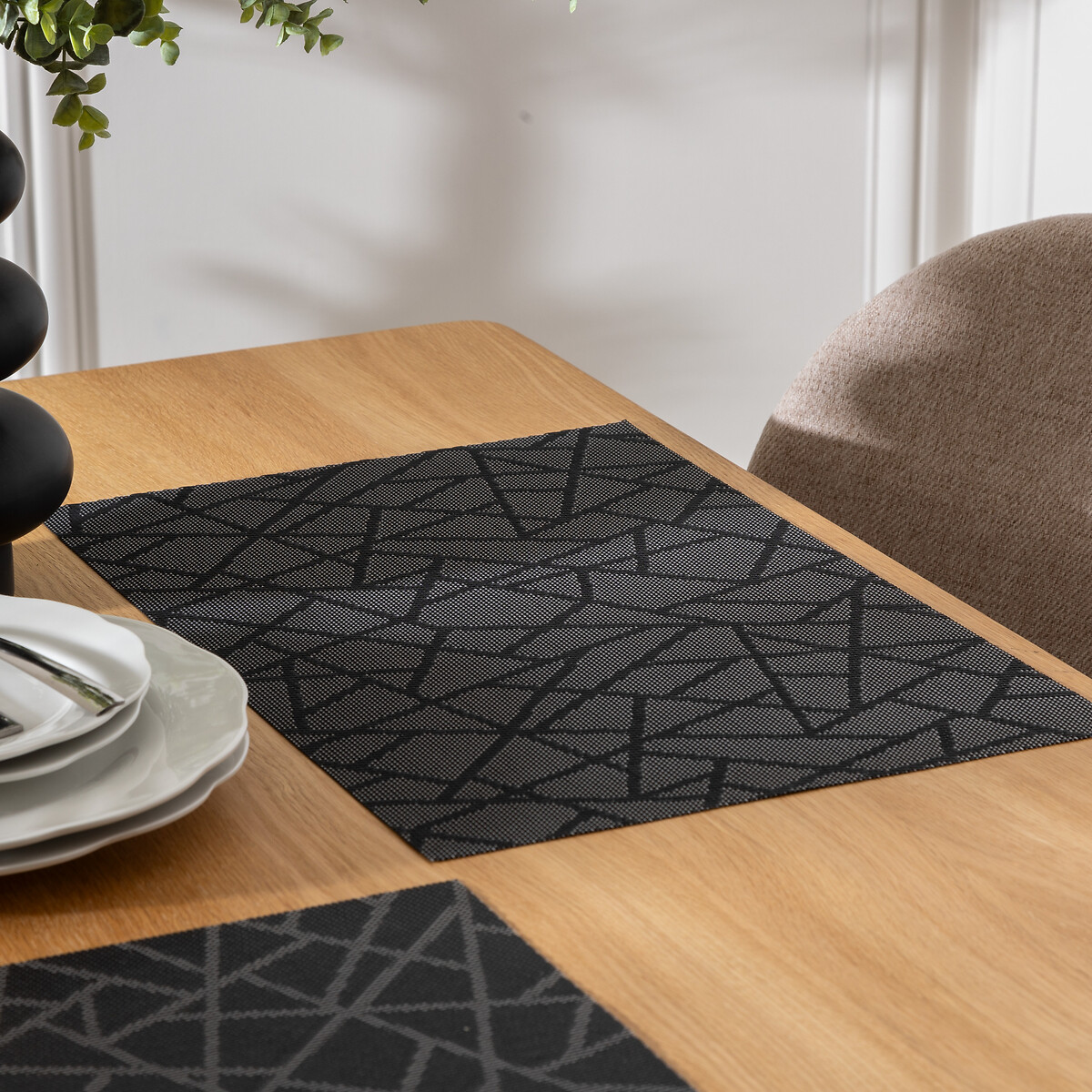 Individual de mesa preto craquelle