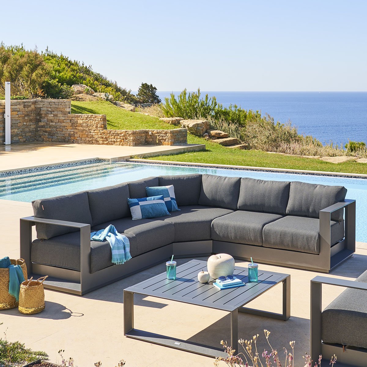 Conjunto de jardim ângulo ALLURE cinza graphite 5 lugares