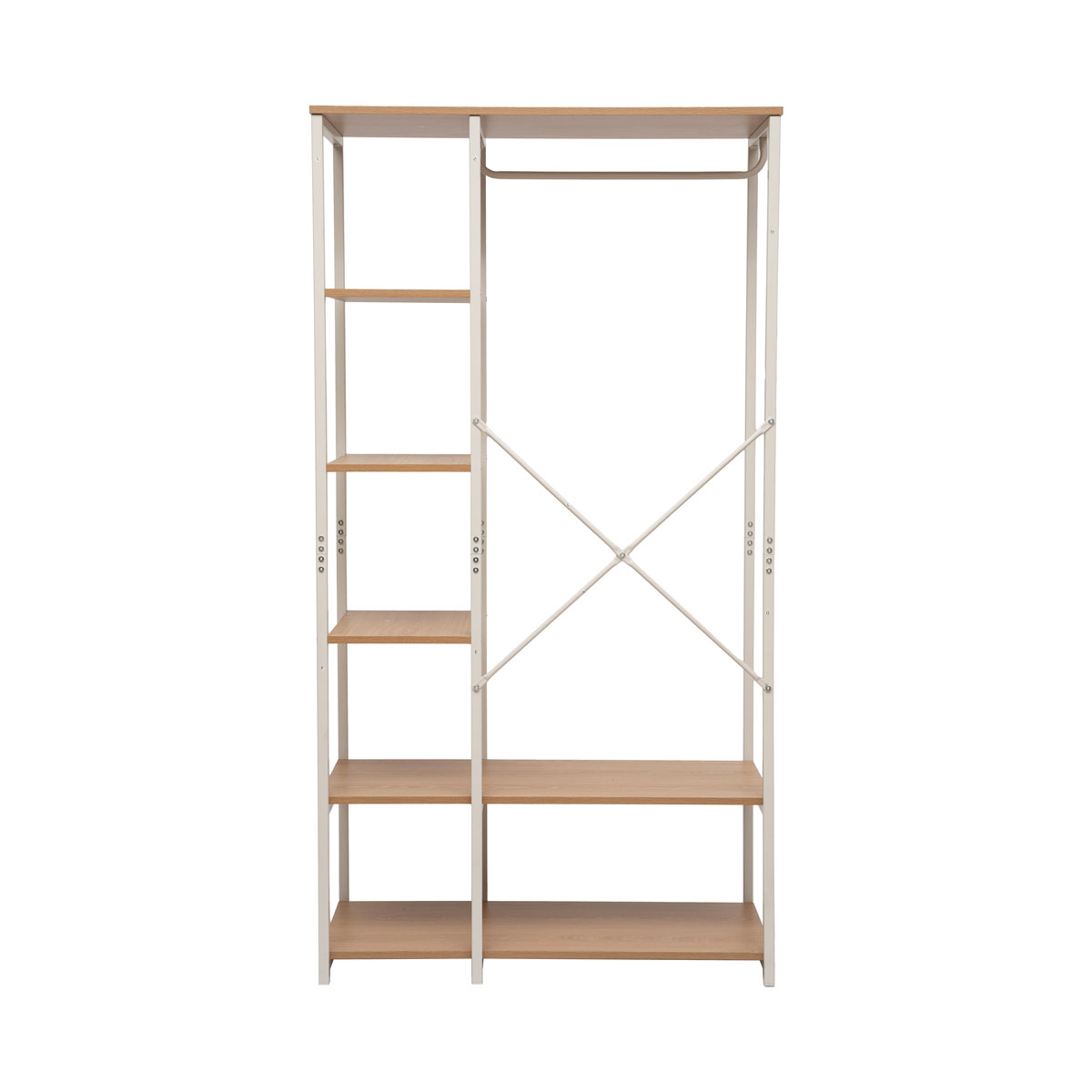 Roupeiro de metal bege com prateleiras 170cm