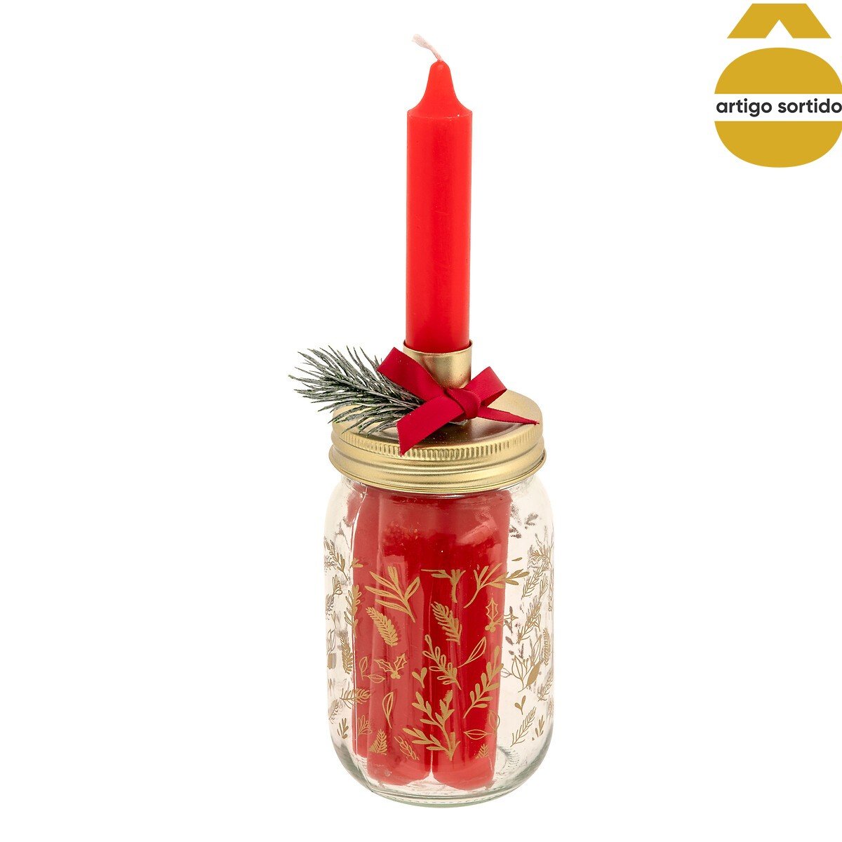 Frasco castiçal com conjunto de 5 velas