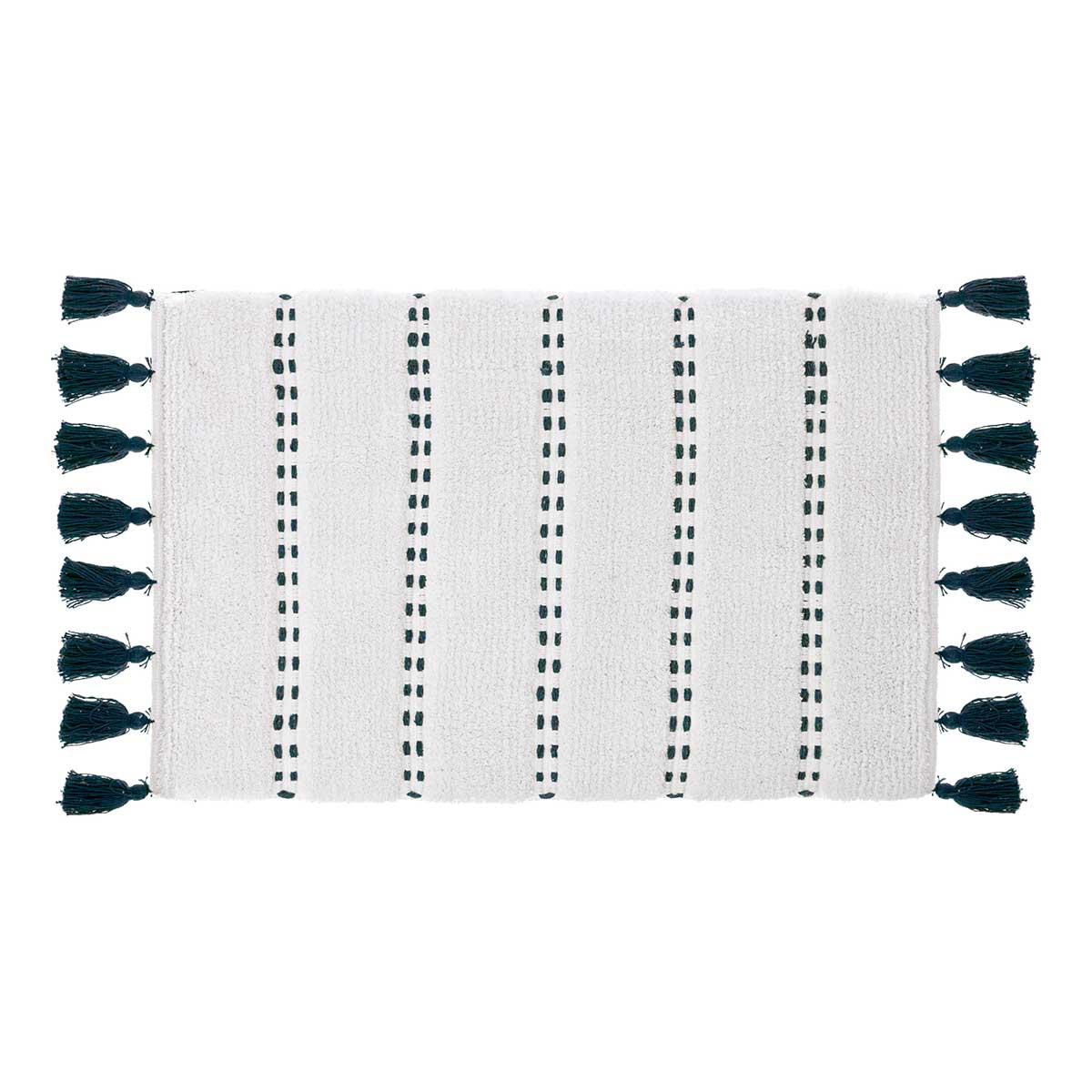 Tapete wc SOLAR azul petr&oacute;leo com pompons 50x75cm
