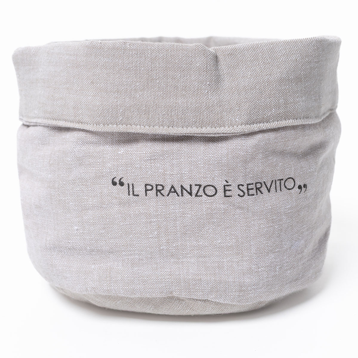 Cesto de p&atilde;o taupe em algod&atilde;o 27cm