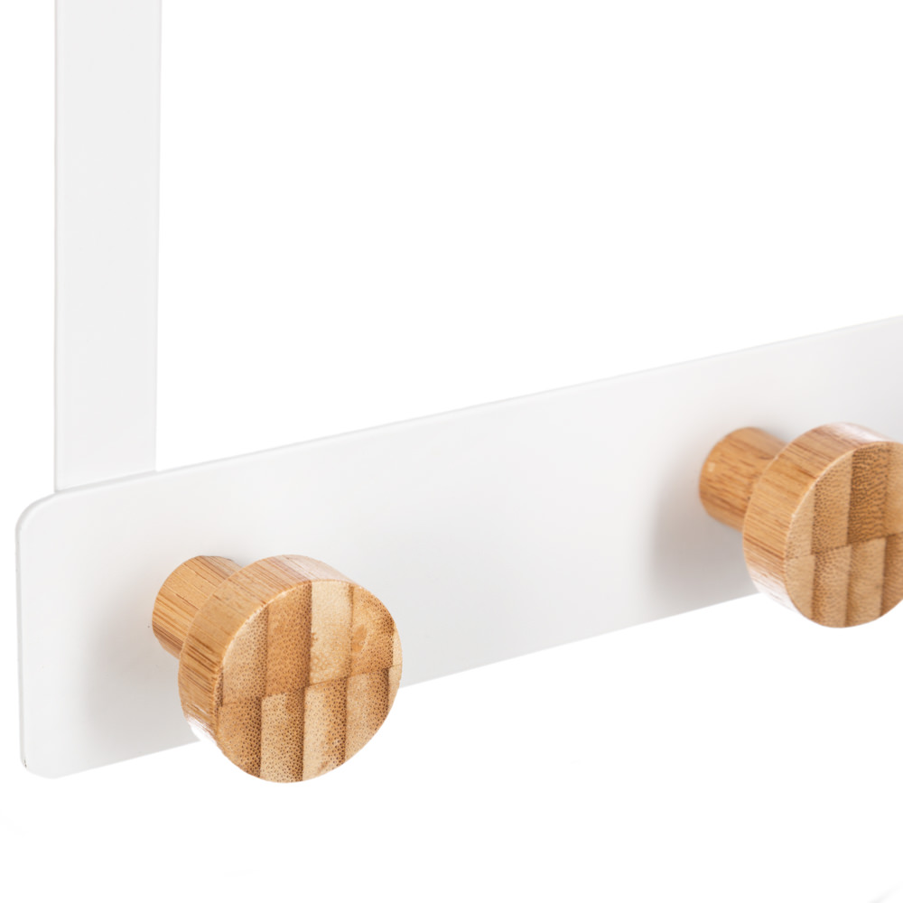 Cabide para porta branco em bambu c/ 5 ganchos