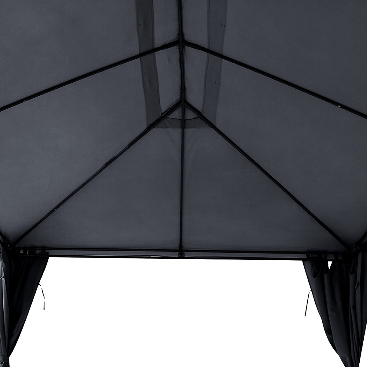 P&eacute;rgola SANTORINI cinza ard&oacute;sia com cortinas 3x4m