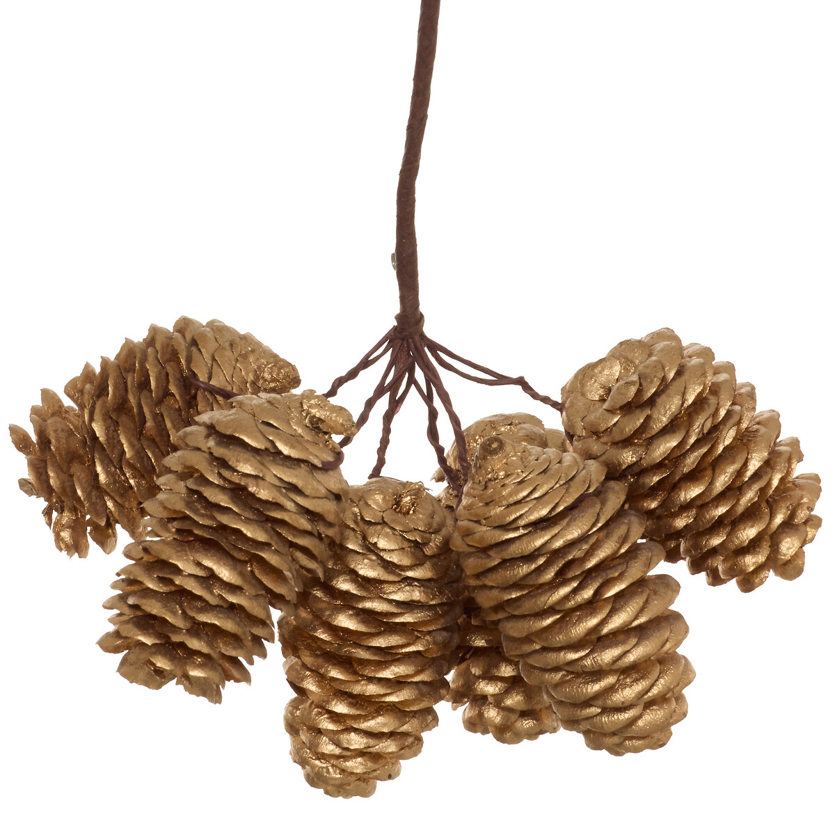 Haste pinhas castanho e dourado 16cm