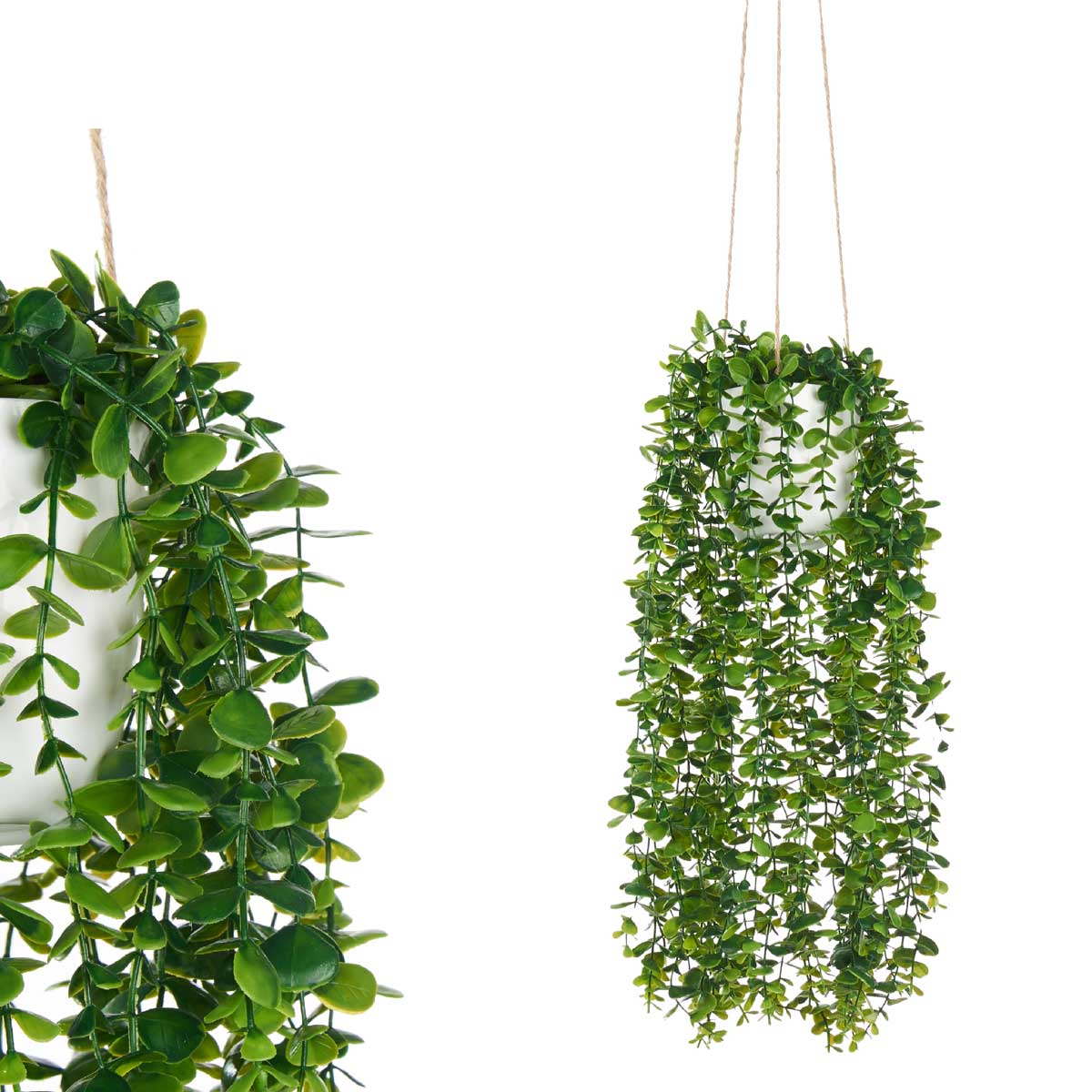 Vaso suspenso com planta verde artificial 55cm