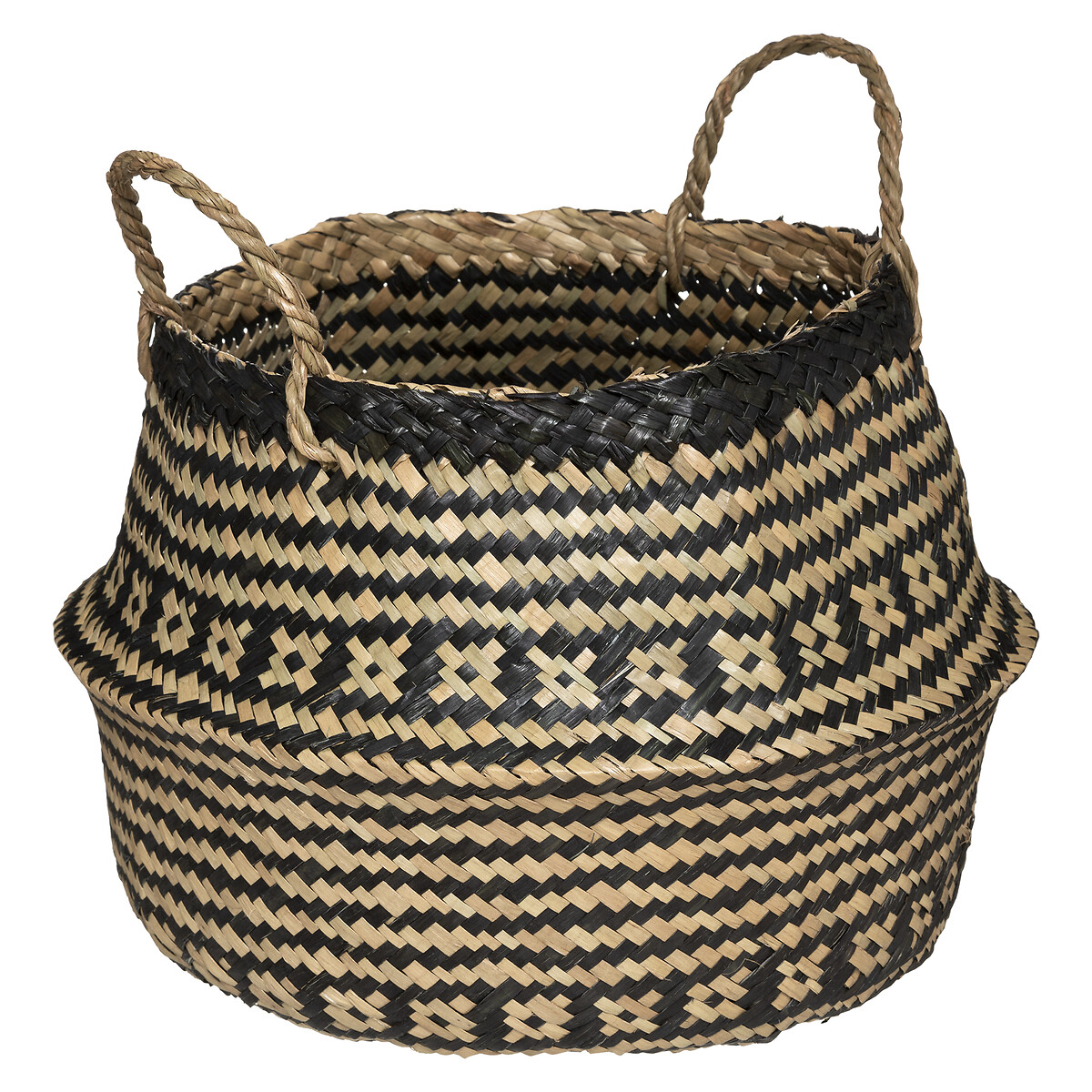 Cesto decorativo seagrass preto e branco