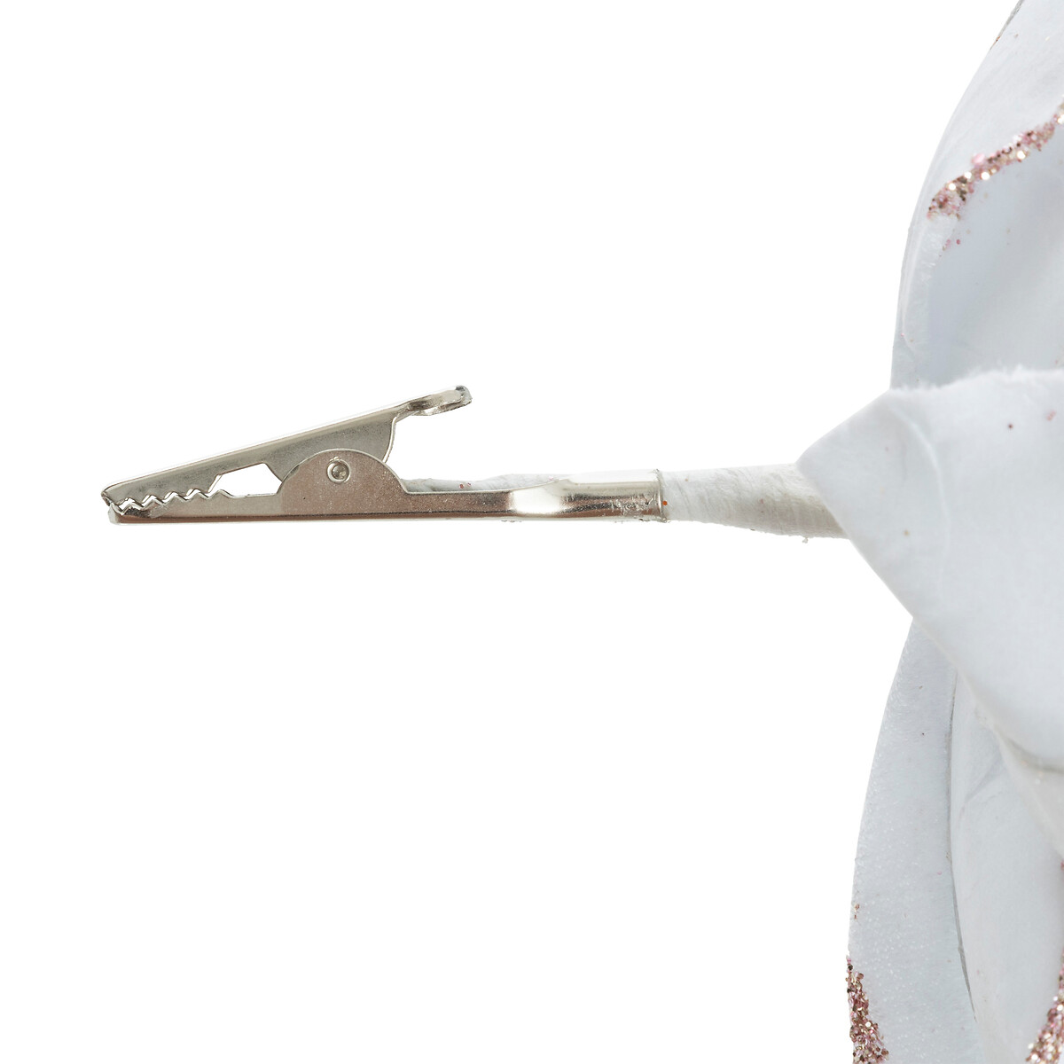 Flor magnólia com mola branca 16x11cm,  Flor magnólia com mola branca 16x11cm