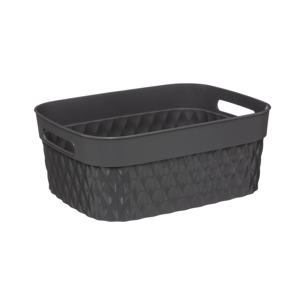 Cesto de arruma&ccedil;&atilde;o retangular cinza