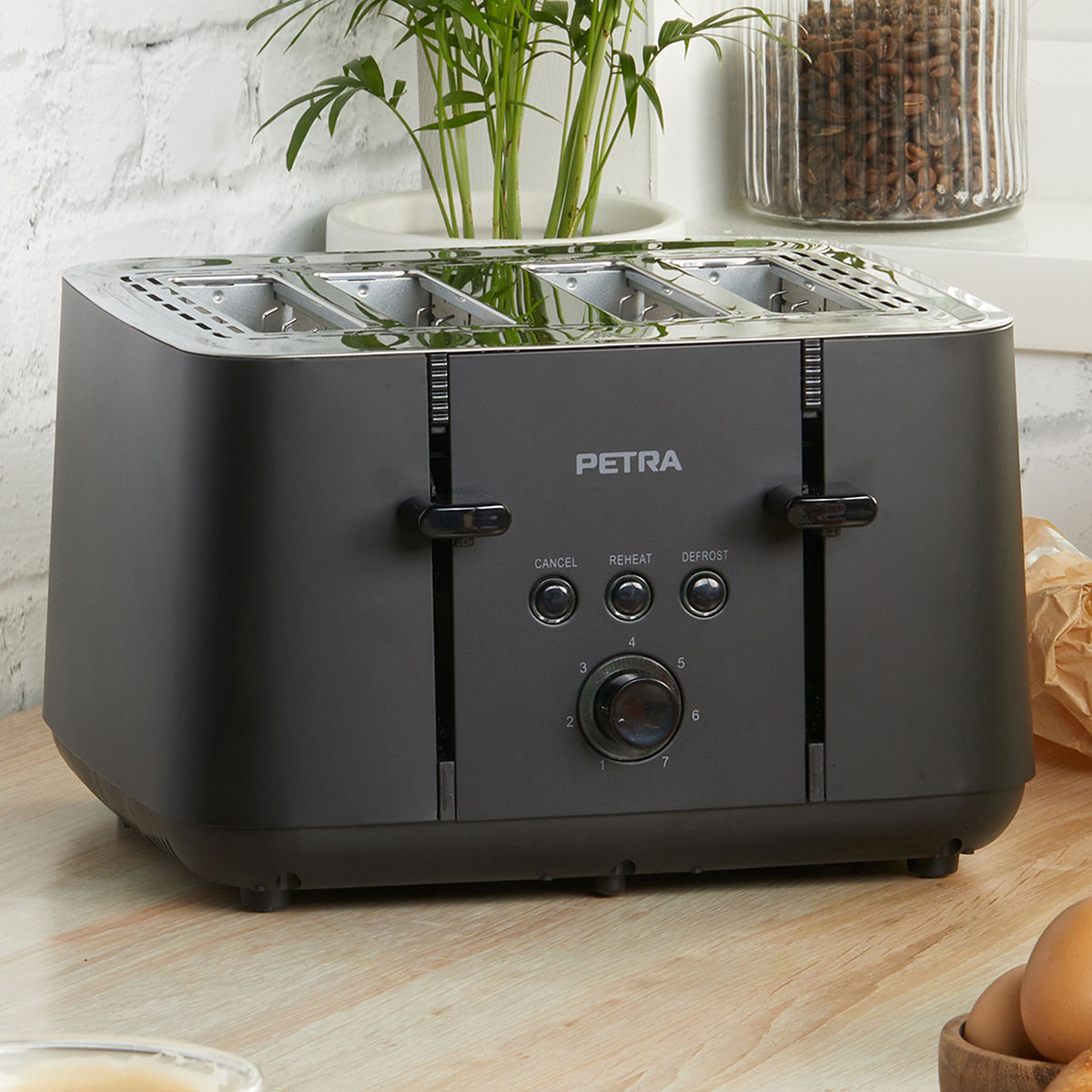 Torradeira Petra preta mate para 4 fatias